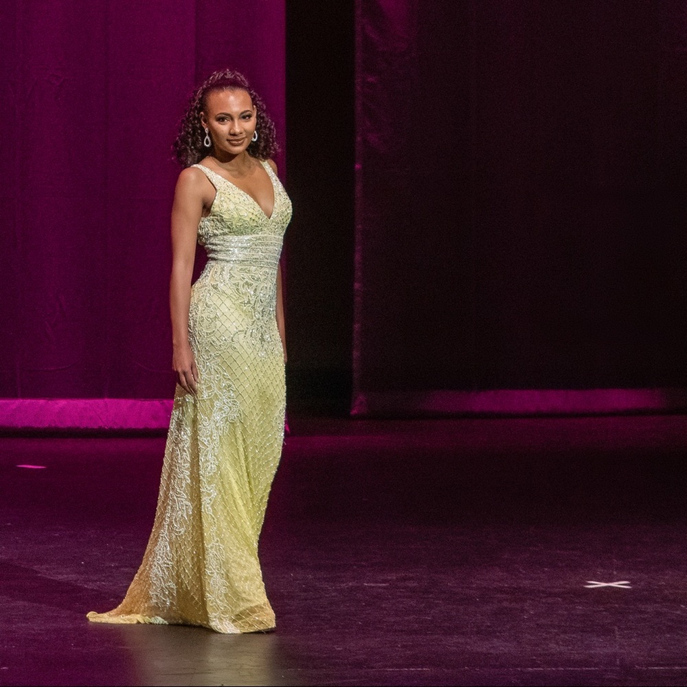 Yellow primavera couture fully beaded gown